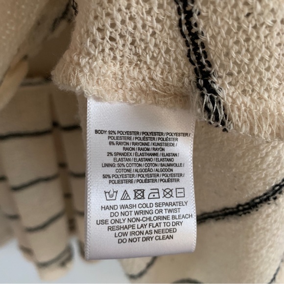 Anthropologie Shirt Size Small Boxy Peplum Top Cream Black Striped Bow Blouse - Picture 9 of 10